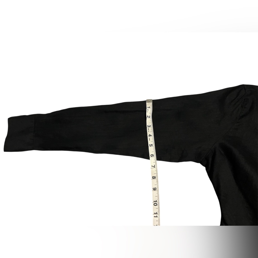 Joie Long Sleeved Linen Cropped Black Button-Up Shirt Vacation Resort Classic - Picture 11 of 11